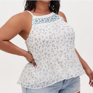 Torrid 3 white floral high neck tank beaded